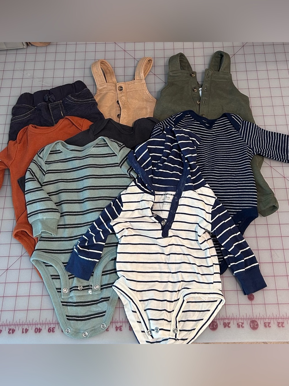 Carter’s Onesies ans Jeans and Old Navy Overalls
